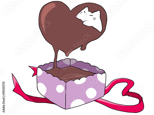 ハートのチョコ ねこ 