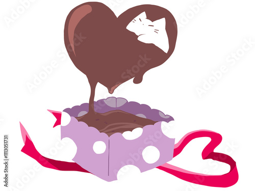 ハートのチョコ ねこ 主線なし