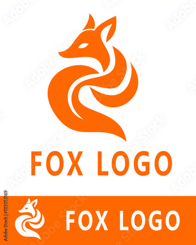 Modern fox logo design with an elegant orange silhouette, showcasing a sleek and creative aesthetic