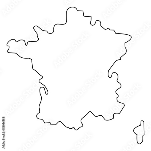 France outline country map Vector outline on white background