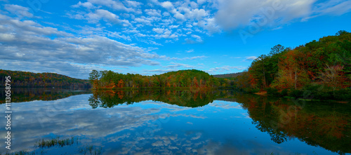 Tranquility of gorgeous autumn evening at the park photo