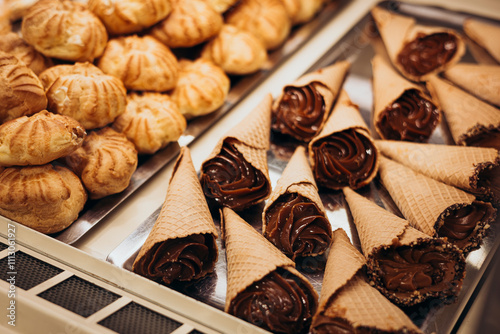 Tempting Sweets Displayed in a Pastry Shop Window photo