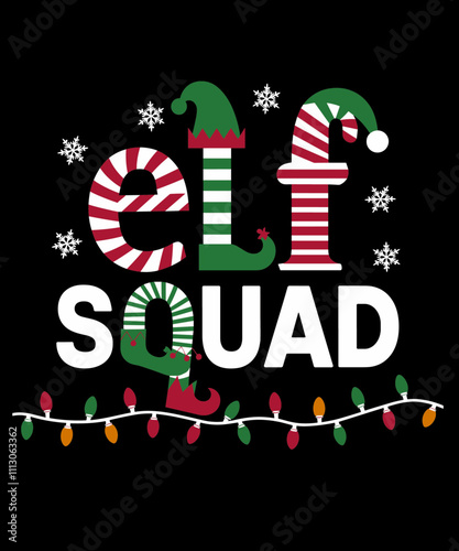 Elf squad funny Christmas,funny illustration