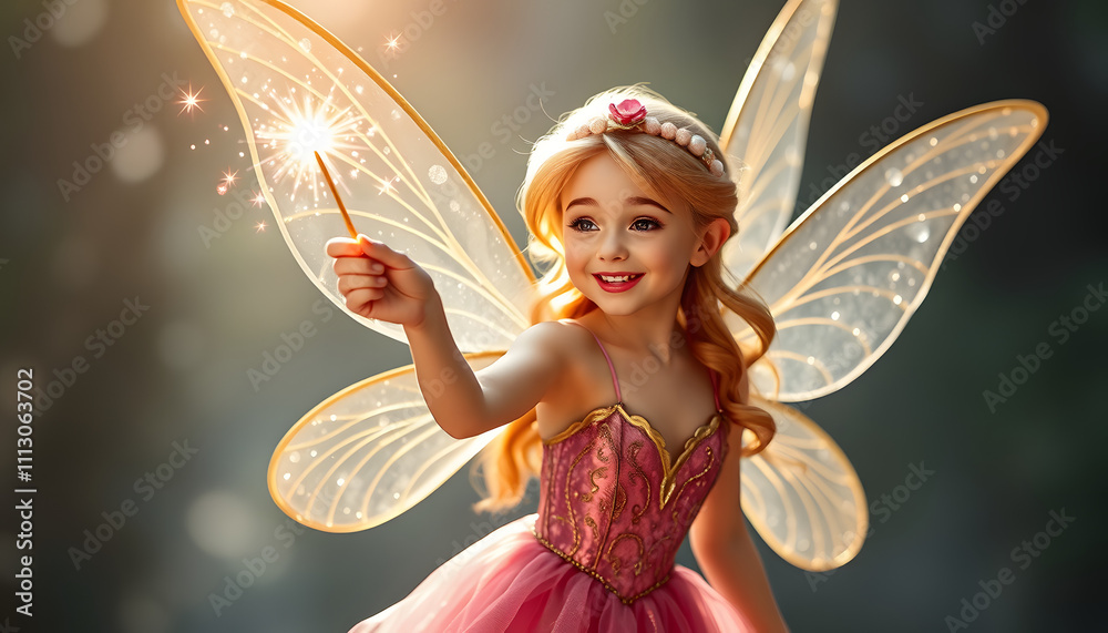 Beutiful and happy fairy with wand in the hand isolated with white highlights, png Beutiful and happy fairy with wand in the hand isolated with white highlights, png