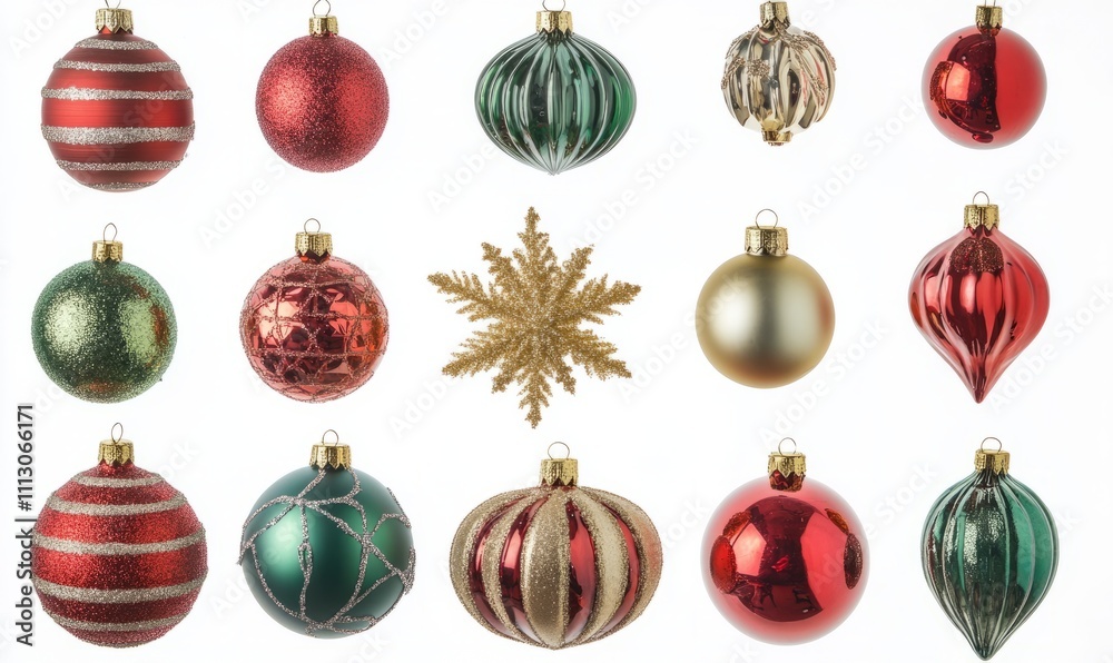 Christmas ornaments and presents isolated on white Christmas ornaments and presents isolated on white