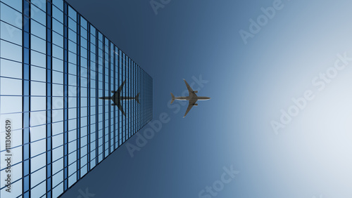 Wallpaper Mural A jet flying above a scyscraper Torontodigital.ca