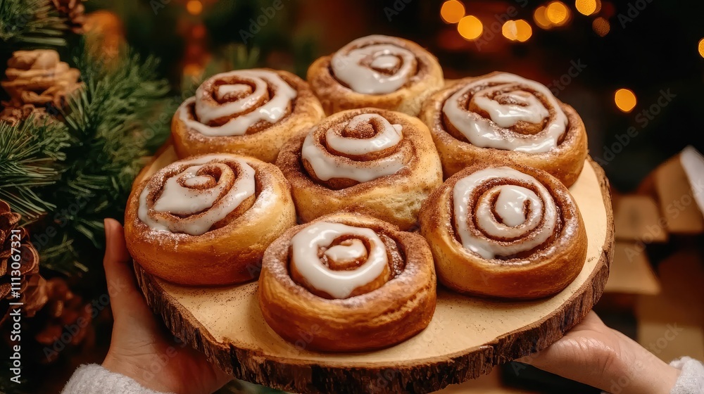 Warm cinnamon rolls emerge from the oven, highlighting a moment of baking joy in a welcoming kitchen environment Warm cinnamon rolls emerge from the oven, highlighting a moment of baking joy in a welcoming kitchen environment