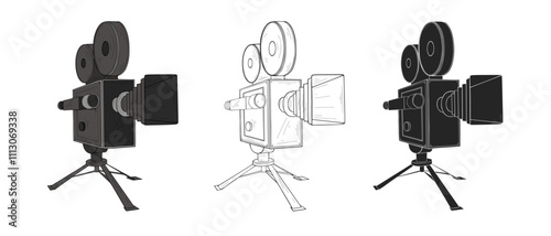 Retro movie camera Vector illustration