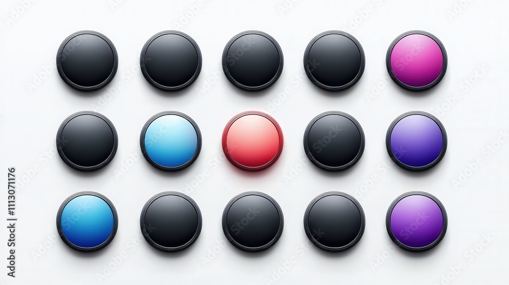Colorful Circular Buttons Arranged In A Grid Pattern Colorful Circular Buttons Arranged In A Grid Pattern