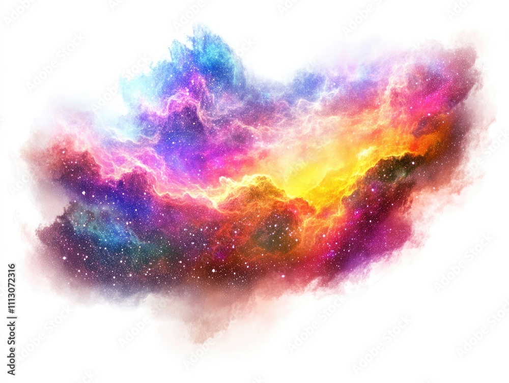 A vibrant cosmic nebula with swirling colors and stars, evoking a sense of wonder.