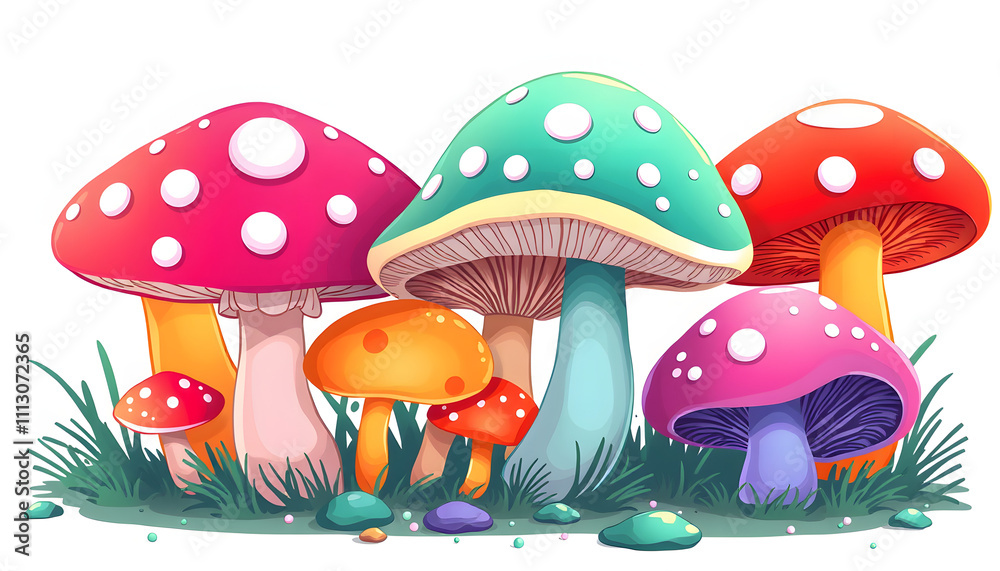 Color magic mushrooms - psilocybe isolated with white highlights, png Color magic mushrooms - psilocybe isolated with white highlights, png