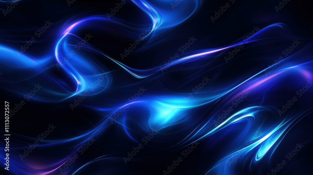 Dark blue abstract background with ultraviolet neon glow, blurry light lines, waves Dark blue abstract background with ultraviolet neon glow, blurry light lines, waves