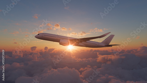 Plane in the sunset
