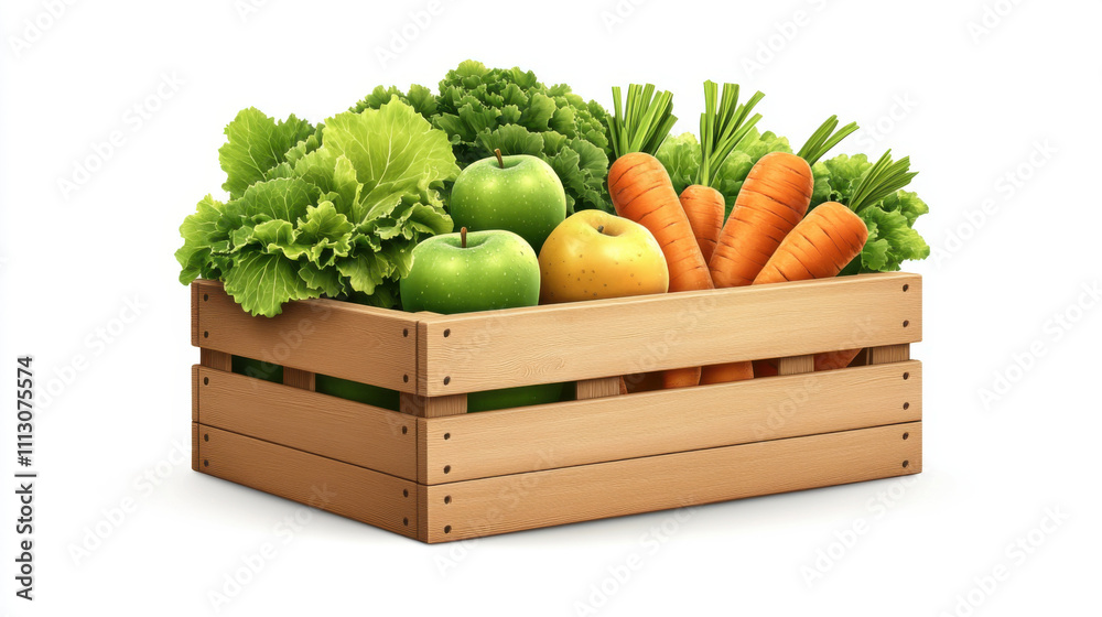 Freshly harvested fruits and vegetables in wooden crate, showcasing vibrant greens, apples, and carrots, perfect for healthy eating. Freshly harvested fruits and vegetables in wooden crate, showcasing vibrant greens, apples, and carrots, perfect for healthy eating.
