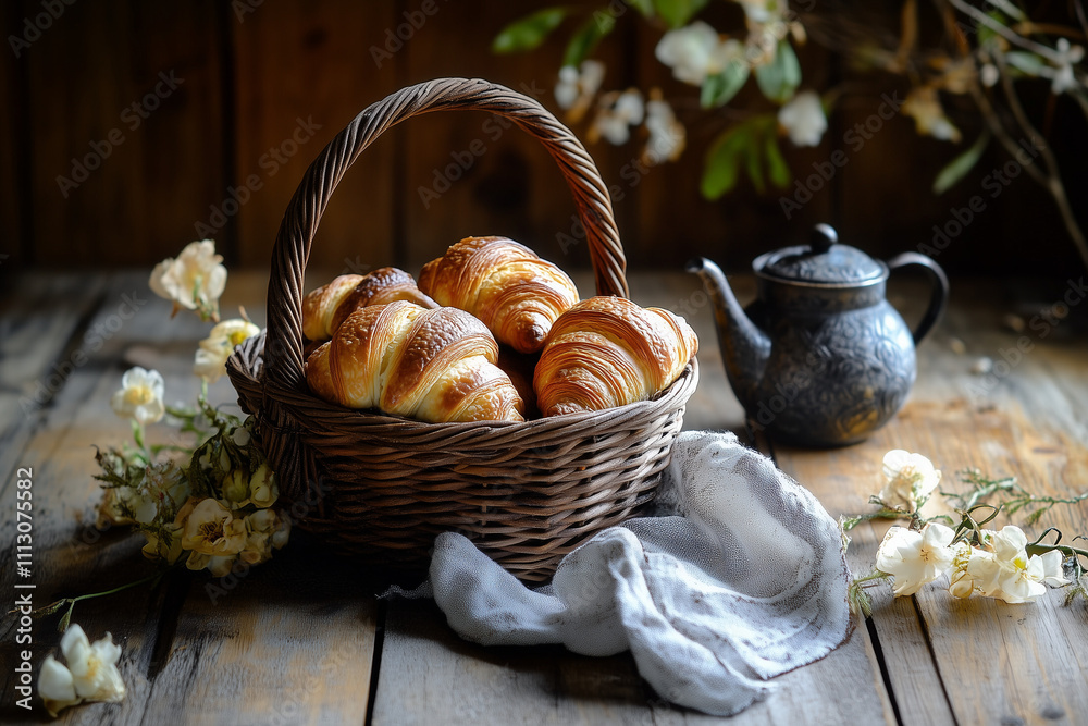 Croissant in the basket Croissant in the basket