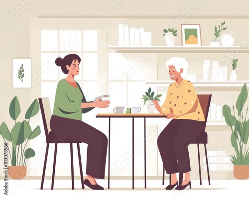 Caregiver assisting an elderly woman at home, representing the importance home healthcare and senior care services
