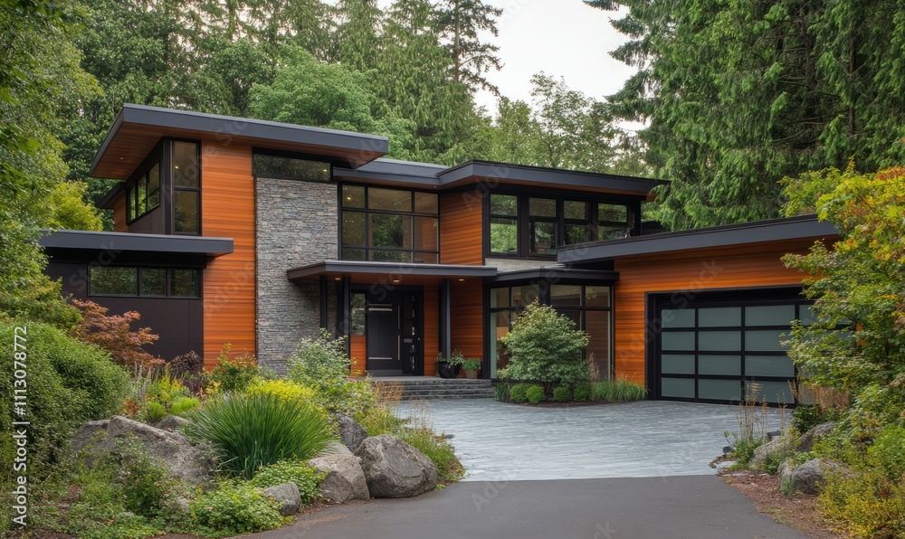 Clean lines define this modern house exterior Clean lines define this modern house exterior