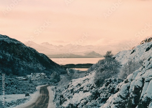 Winter drive in the highlands of scotland