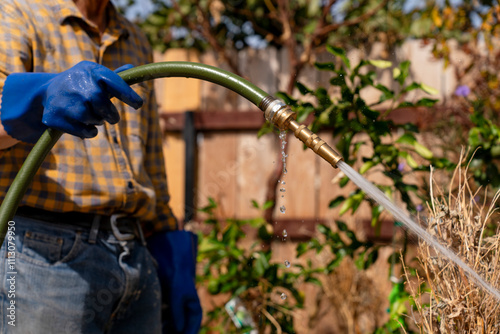 Anonymous watering garden  photo