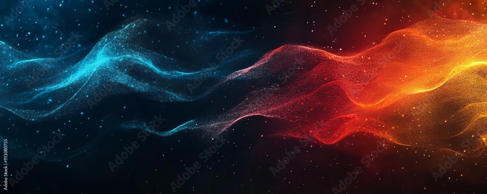 Grainy background abstract red blue yellow glowing color wave black dark backdrop, noise texture banner poster header design Grainy background abstract red blue yellow glowing color wave black dark backdrop, noise texture banner poster header design
