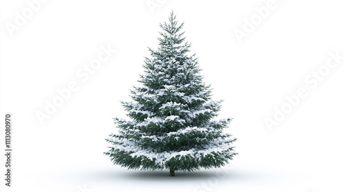 An Evergreen Tree Covered in Snow Standing Tall in a Beautiful Winter Wonderland Scene