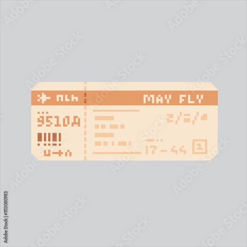 Pixel art illustration Flight Ticket. Pixelated Boarding Pass. Boarding Pass Flight Ticket icon pixelated for the pixel art game and icon for website and video game. old school retro.