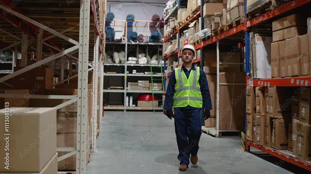Warehouse Worker Picking Box for Delivery