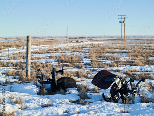 abandoned office chairs  photo