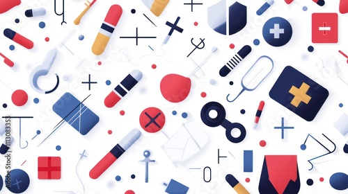 Healthcare pattern with innovative geometric design, symbolizing medical advancement