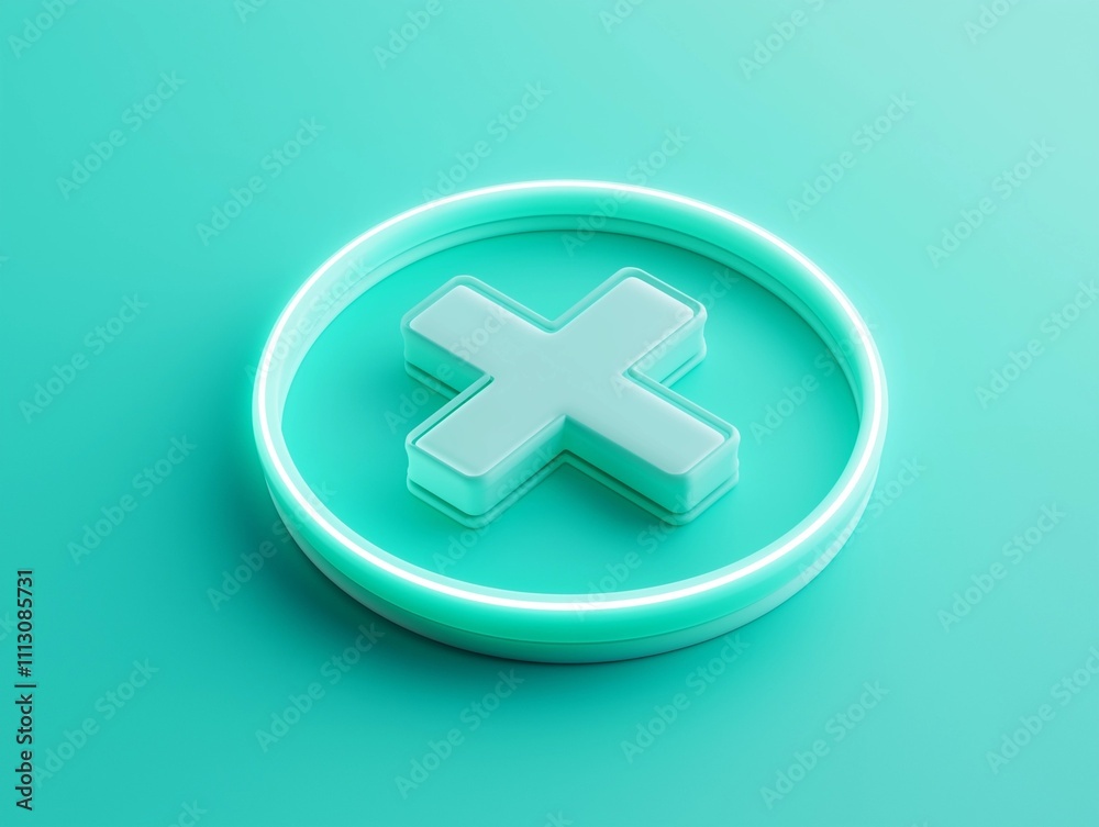 A modern, minimalist icon featuring a light blue cross within a circular outline, set against a soft turquoise background, representing deletion or cancellation. A modern, minimalist icon featuring a light blue cross within a circular outline, set against a soft turquoise background, representing deletion or cancellation.