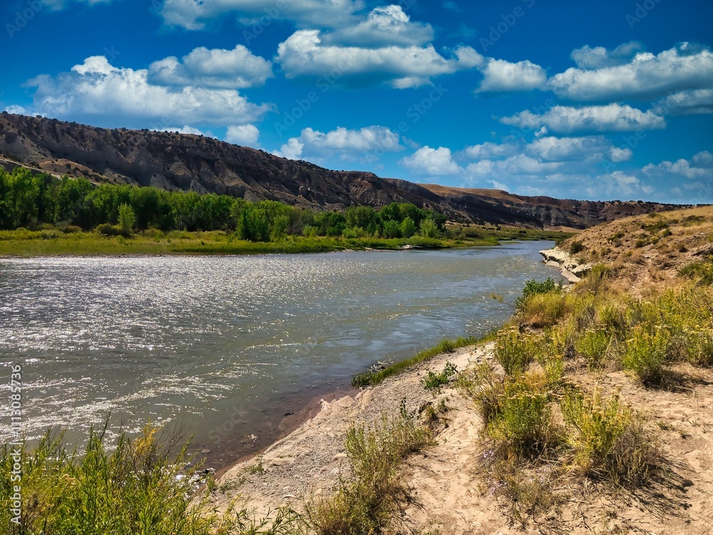 View of the Green River Along the Trail in Dinosaur National Monument Utah. View of the Green River Along the Trail in Dinosaur National Monument Utah.