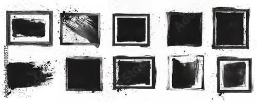Modern grunge frames isolated on white background they have rough scratched edges like vintage old texture, and filthy spatter vignettes.