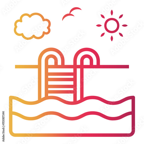 swimming Line Gradient Icon