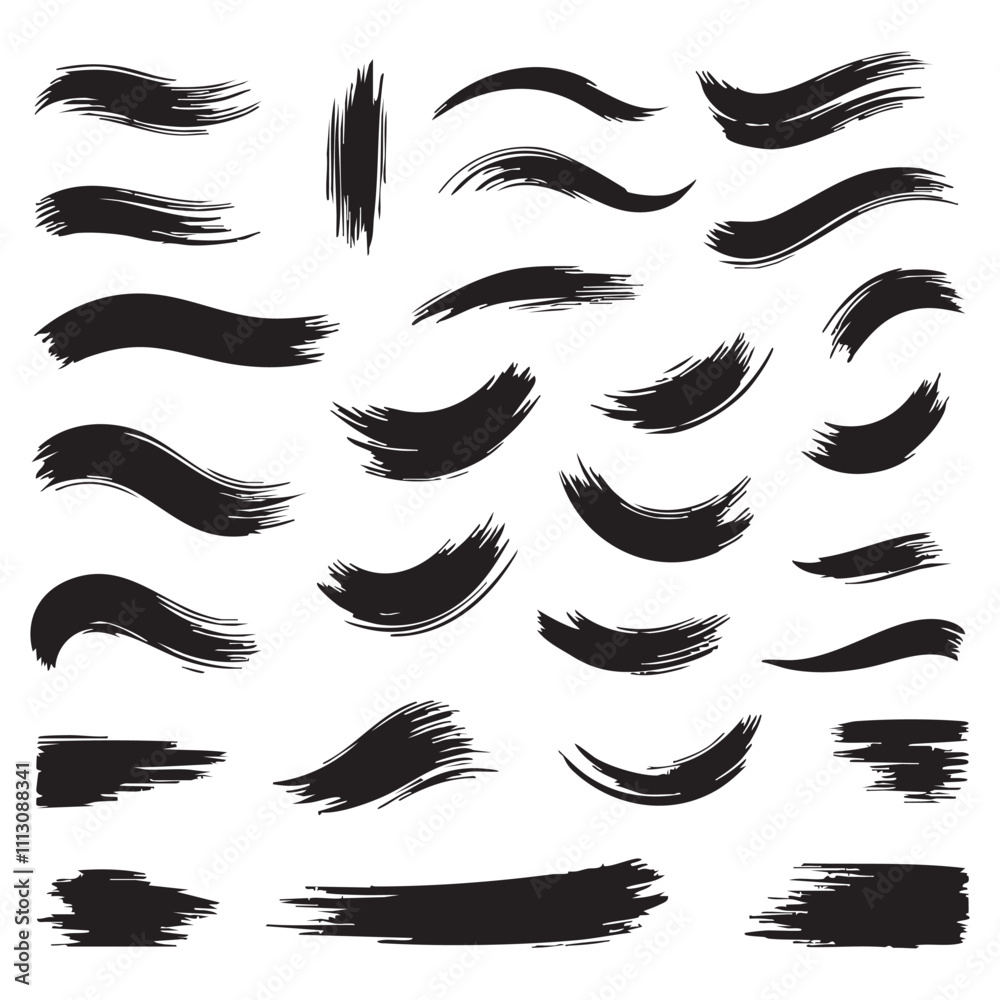 Silhouette Set of Brush Strokes vector