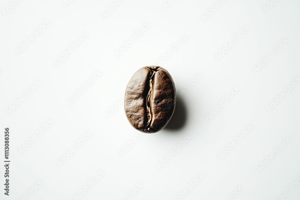 Macro shot of a single roasted coffee bean on a white background Macro shot of a single roasted coffee bean on a white background