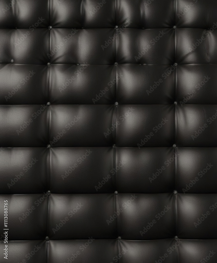 Fototapeta premium Close-up of sepia luxury buttoned black leather texture, background, elegant