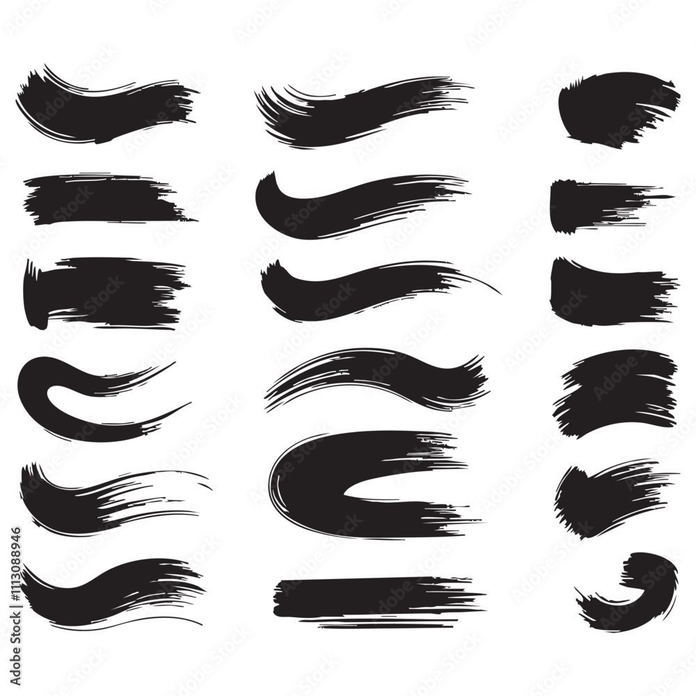 Fototapeta premium Silhouette Set of Brush Strokes vector
