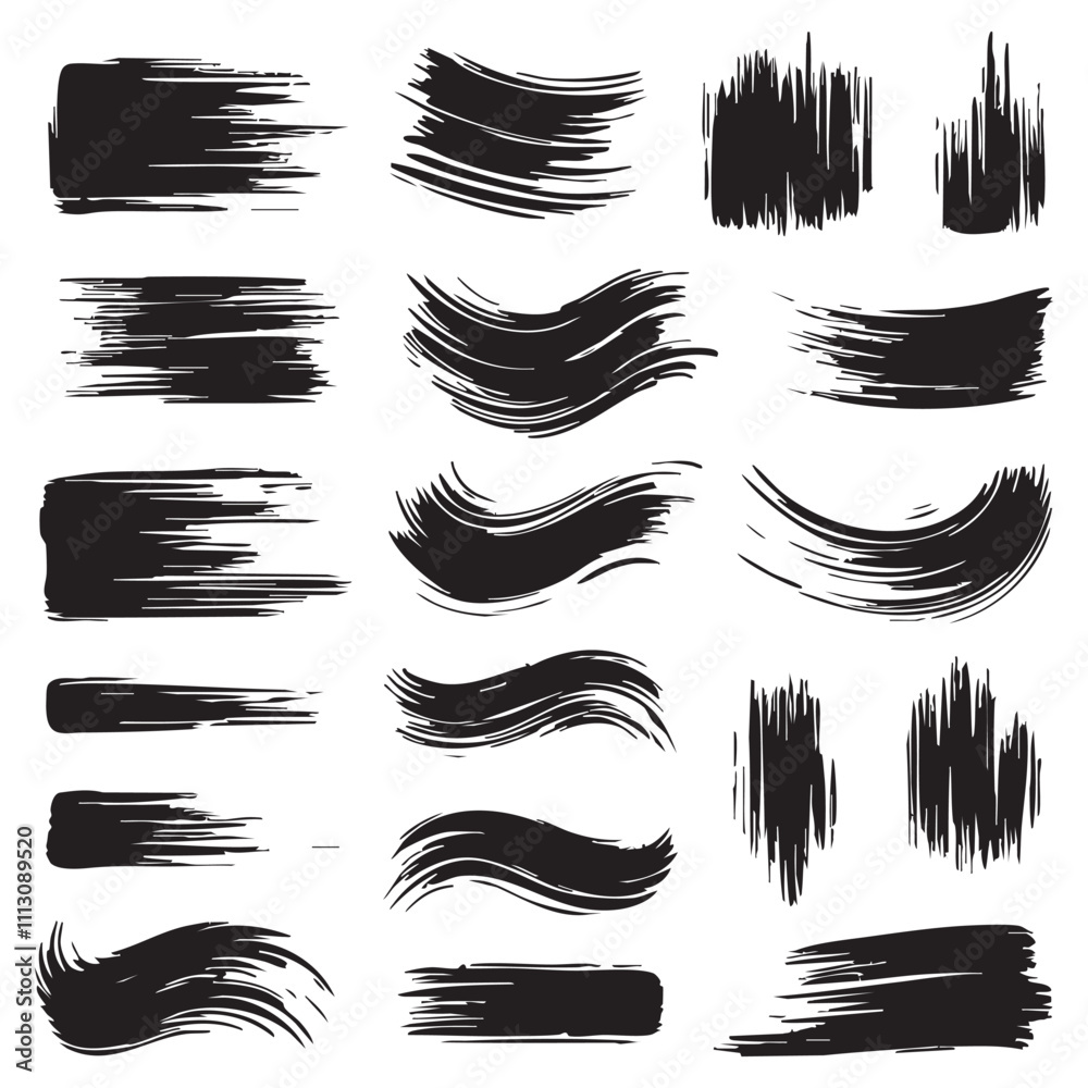 Fototapeta premium Silhouette Set of Brush Strokes vector