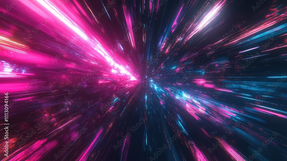 Fototapeta premium Vibrant Light Trails in a Cosmic Space Scene with Motion Effect