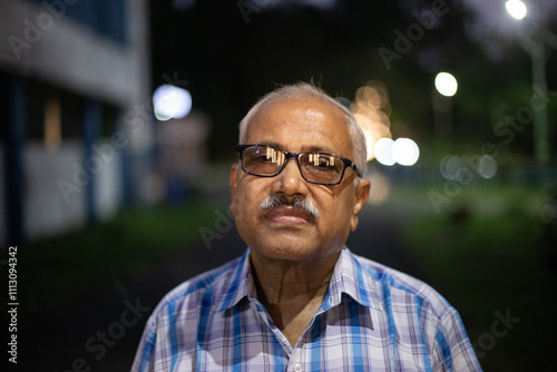 Portrait of an Indian aged man at outdoors photo