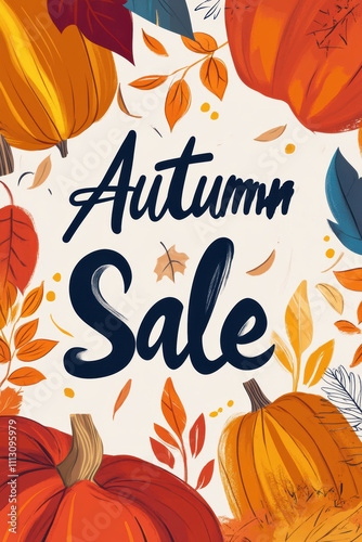 Fall season sale advertisement promotion poster template design.