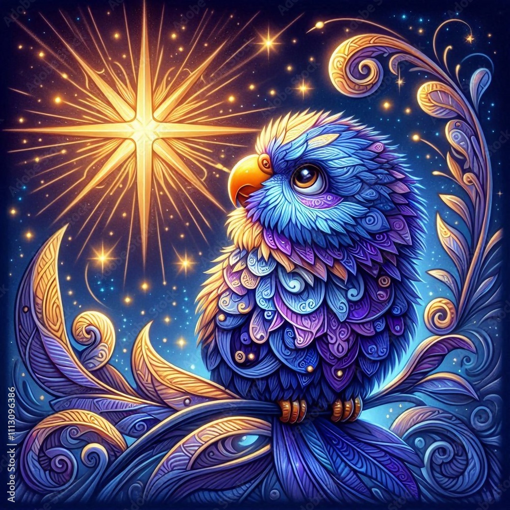 Fototapeta Dreamy Loris Under the Evening Star in an Enchanted Forest