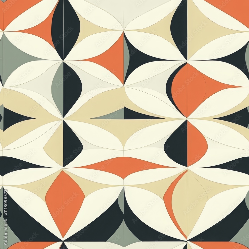 Obraz premium Retro Geometric Pattern in Mid-Century Modern Style