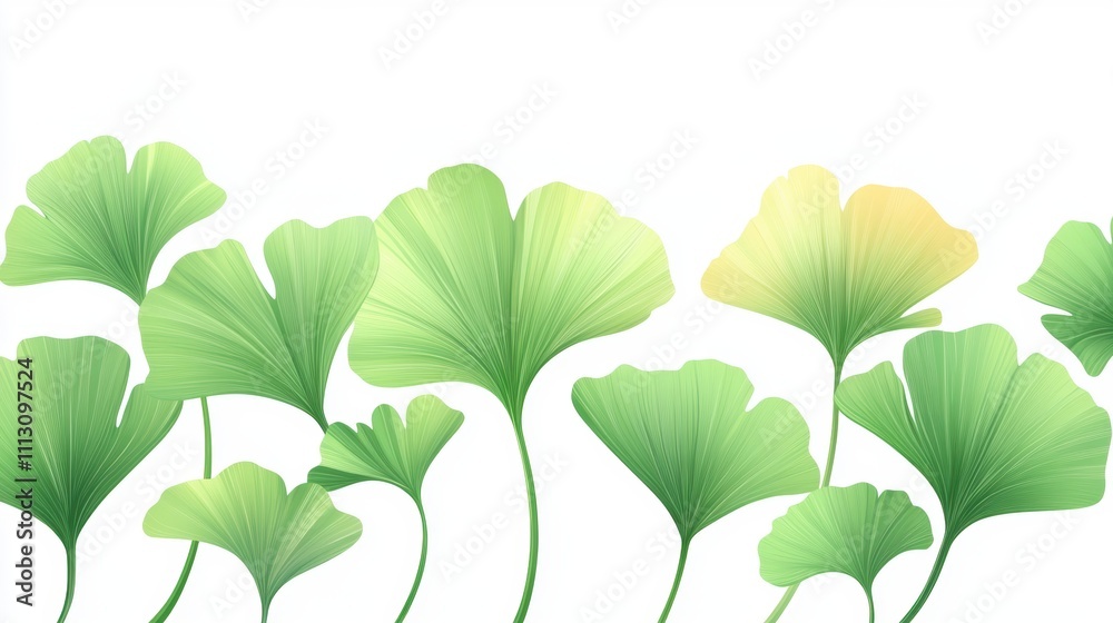 Ginkgo biloba plant leaf closeup view. Ginkgo biloba plant leaf closeup view.