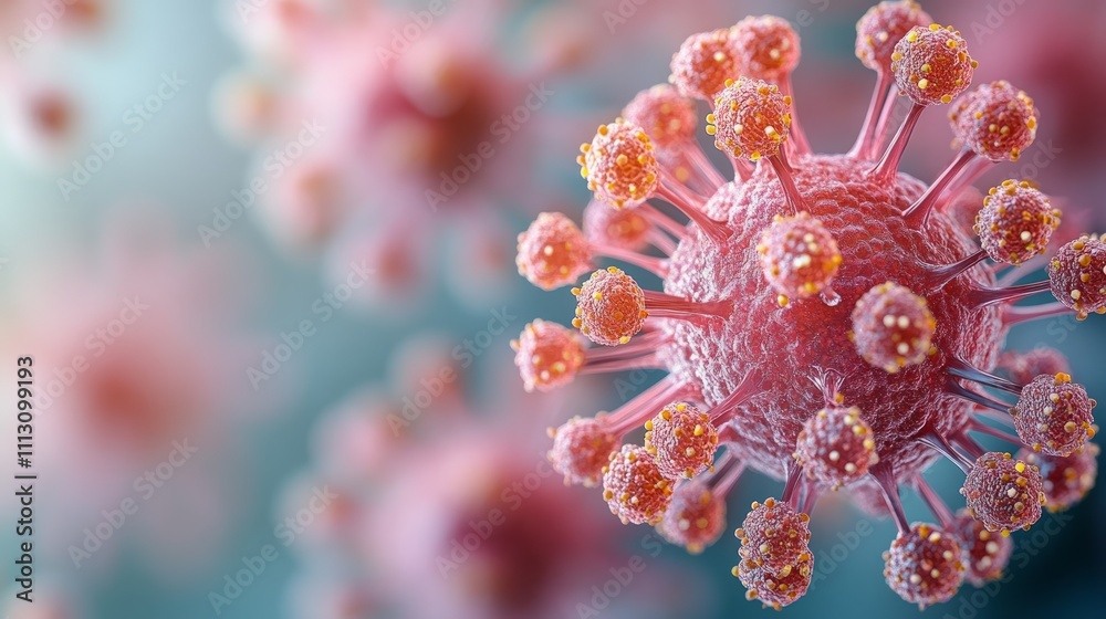 Microscopic view of a virus particle, detailed 3D rendering. Microscopic view of a virus particle, detailed 3D rendering.