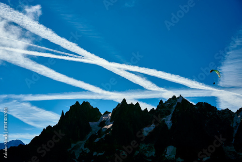 Aircraft aviation contrails in atmosphere - jet vapour trails