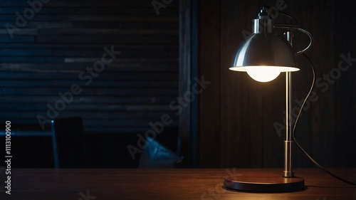 Wallpaper Mural Modern led lamp illuminating dark wooden table Torontodigital.ca
