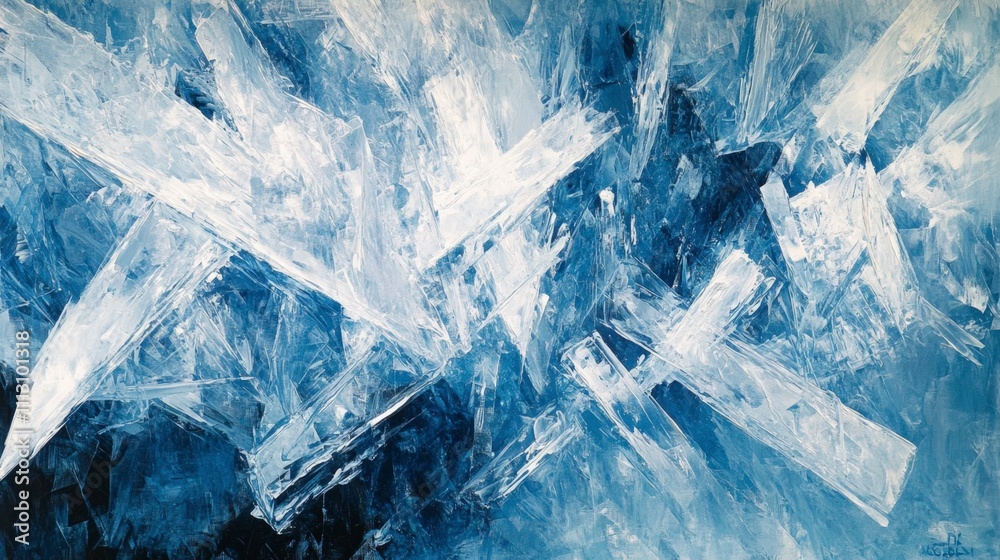 Obraz premium Abstract Blue Crystal Shard Painting - Icy Texture