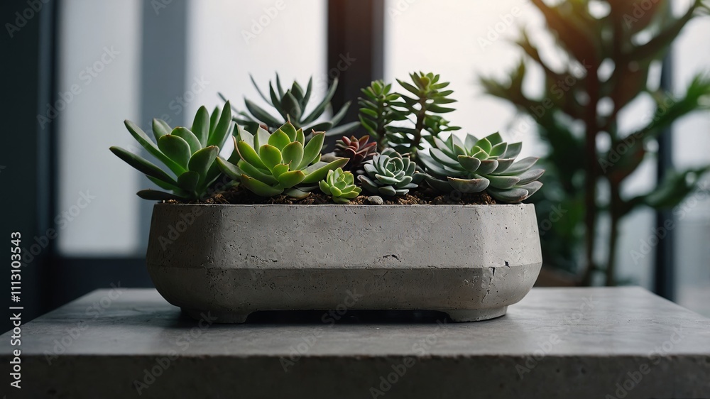 Scandinavian american room interior with succulent decor Scandinavian american room interior with succulent decor