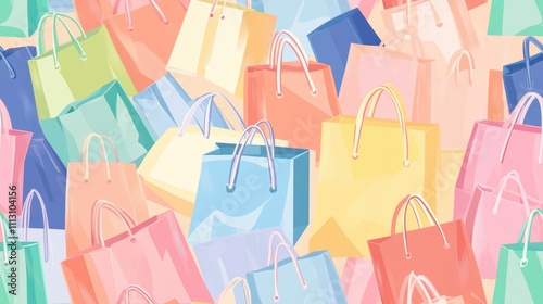Colorful shopping bags background for holiday shopping season promotion poster.